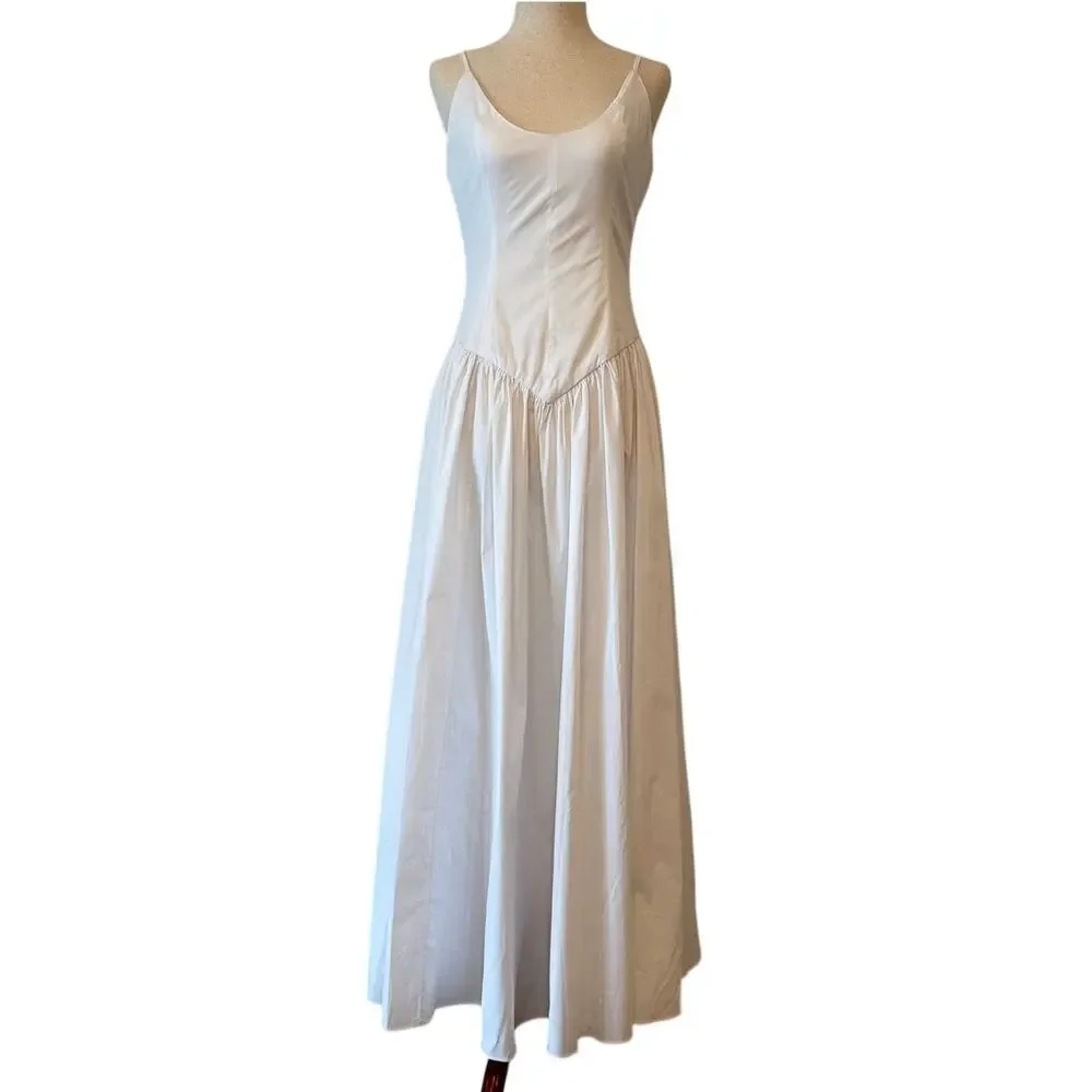 staud white maxi dress STAUD, Wells Maxi Dress in White, Size 12